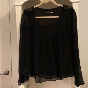 Black blouse with pleather details